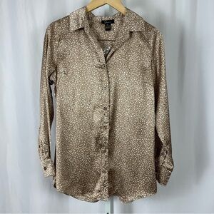 NEW Japna Medium Animal Print Button Down Blouse Top Flowy Office Formal